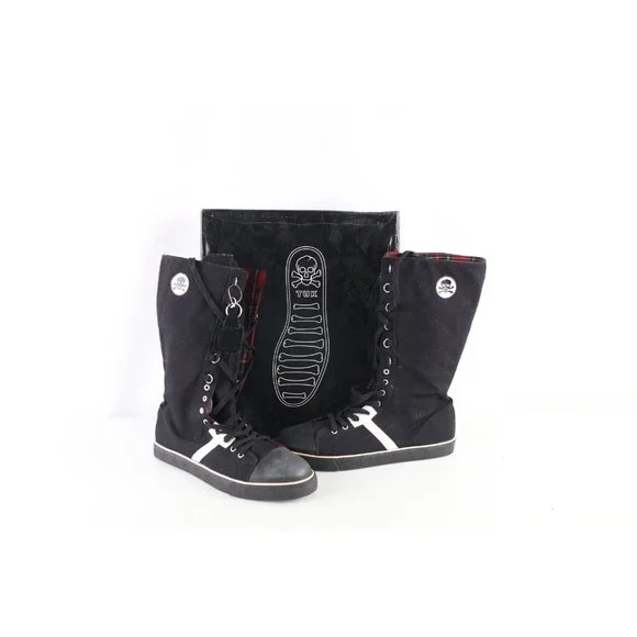 NOS Vtg 90s Streetwear Mens 12 Gothic Goth Punk Skull Tall Canvas Shoes Boots Other NOS Vtg 90s Streetwear Gothic Goth Punk Skull Tall  main image 2